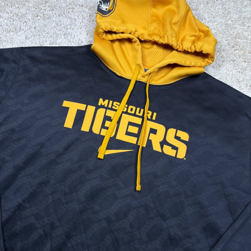 Nike Missouri Tigers Hoodie Men XXL Black Yellow Therma-Fit Pullover